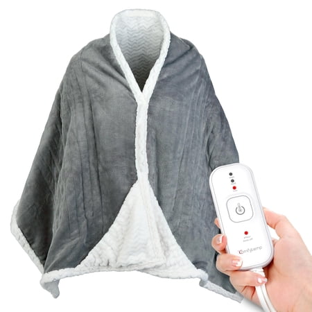 Comfytemp Wearable Heated Blanket 70"x23" - 3 Heat Levels, 4H Auto-Off, Overheat Protection, Machine-Washable Electric Throw (Grey)
