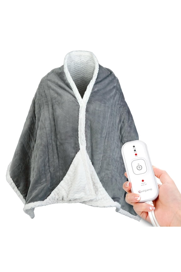 Wearable Heated Blanket 70"x23" - 3 Heat Levels, 4H Auto-Off, Overheat Protection, Machine-Washable Electric Throw (Grey)