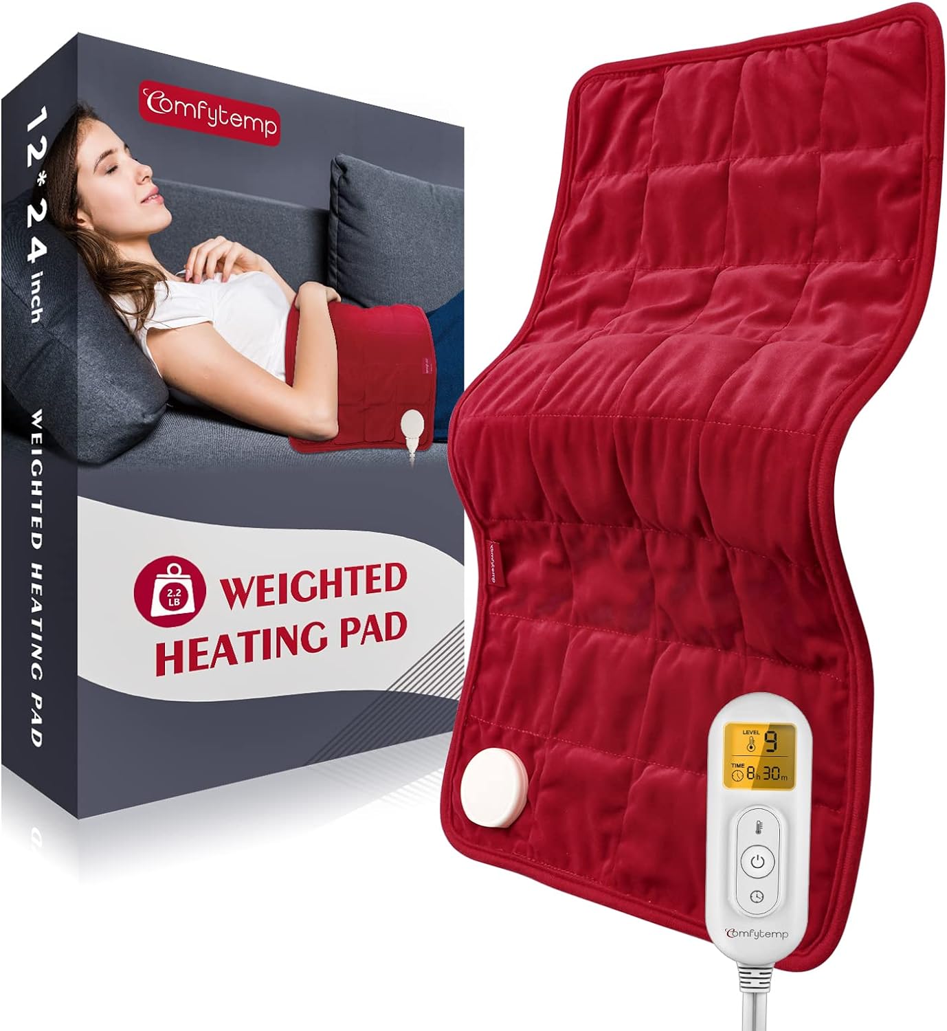 Comfytemp Weighted Heating Pad,XL Electric Heating Pads with 9 Heat Setting, 11 AutoOff & Stay