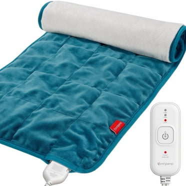 Comfytemp Weighted Heating Pad for Back & Cramps Pain Relief,  3 Heat Levels with Auto Shut Off, 12"x24" Blue