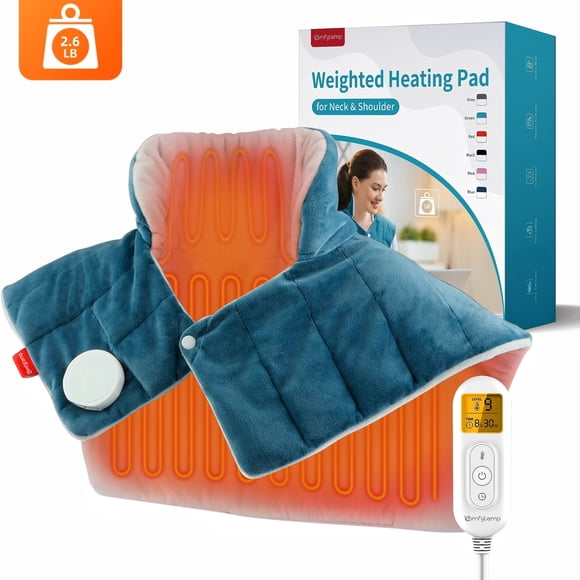 Comfytemp Weighted Heating Pad for Neck and Shoulders, FSA HSA Eligible, 19"x 24", Blue