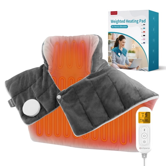 Comfytemp Large Weighted Electric Heating Pad, Flannel, 19" x 24", Gray