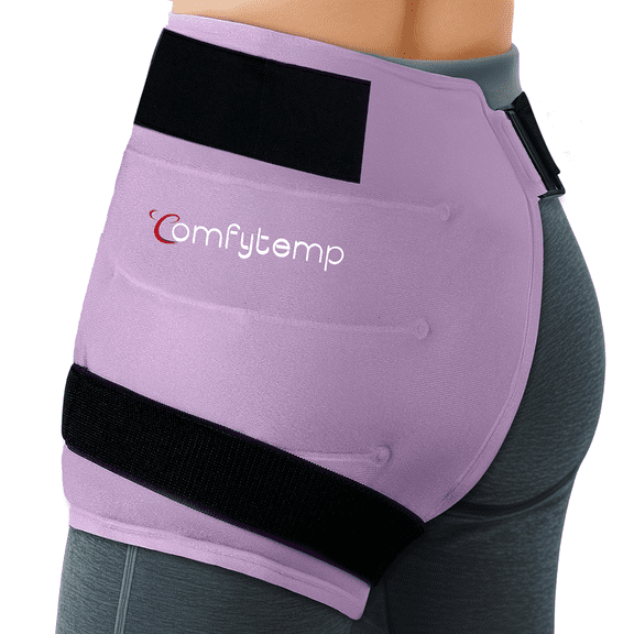 Comfytemp Wide Hip Ice Pack Wrap for Hip Surgery, Sciatica, Fracture, Pain Relief (S), Purple