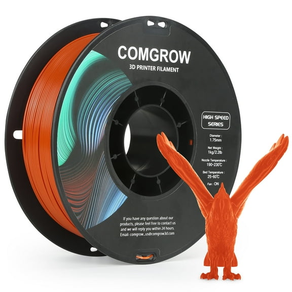 Comgrow High-Speed 3D Printer Filament PLA,1.75mm 3D Printer Material,Dimensional Accuracy +/- 0.02 mm, 1KG Spool-Brown