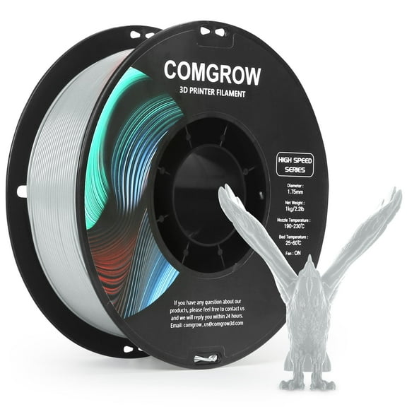 Comgrow High-Speed 3D Printer Filament PLA,1.75mm 3D Printer Material,Dimensional Accuracy +/- 0.02 mm, 1KG Spool-Gery