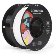 Comgrow PETG 3D Printer Filament-3D Printer Material 1.75mm Dimensional Accuracy +/- 0.02 mm, 1KG/2.2LB-Black*1+White*1