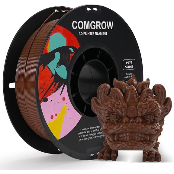 Comgrow PETG 3D Printer Filament 1.75mm, High Precision and Tough 3D Printer Filament 1kg (2.2LBS), Dimensional Accuracy +/- 0.02 mm, Fit Most 3D Printers Coffee