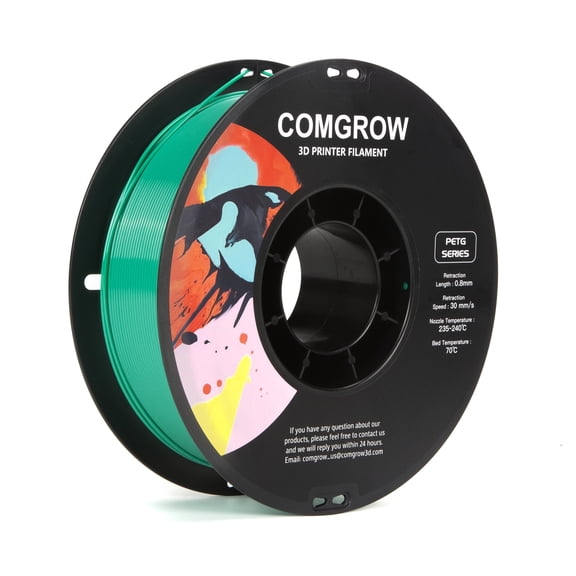 Comgrow PETG 3D Printer Filament-3D Printer Material 1.75mm Dimensional Accuracy +/- 0.02 mm, 1KG/2.2LB-Green