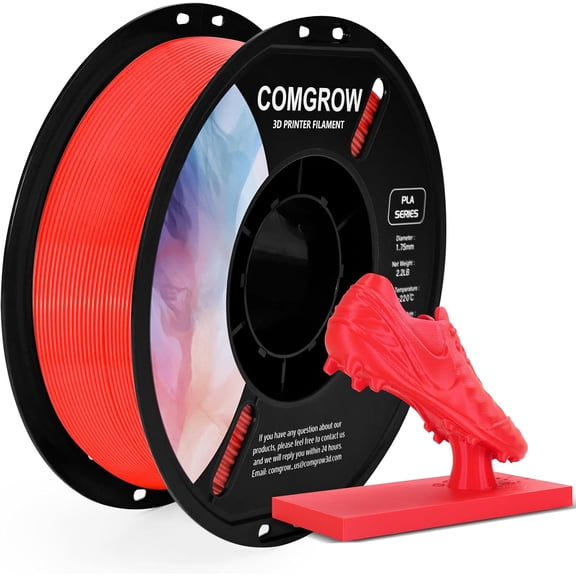Comgrow PLA 3D Printer Filament, 3D Printer PLA Filament 1.75mm, Dimensional Accuracy +/- 0.02 mm, 1KG Spool PLA Red