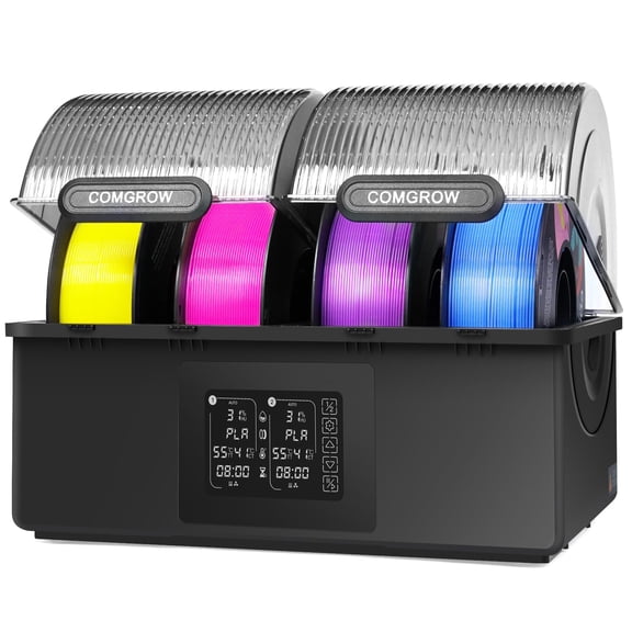Comgrow SH03 Filament Dryer Box, 4-Spool Filament Storage with Dual Independent Chambers, 200W PTC Heating, Up to 85C Temperature Control, Touch Screen Control