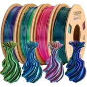 Comgrow Silk Shiny Rainbow Multi-Color 3D Printer Filament, Comgrow 3D Printing Materials Silk PLA 1.75mm, 3D Printing Filament +/-0.02mm, 250g X 4 Spool