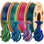 Comgrow Silk Shiny Rainbow Multi-Color 3D Printer Filament, Comgrow 3D Printing Materials Silk PLA 1.75mm, 3D Printing Filament +/-0.02mm, 250g X 4 Spool
