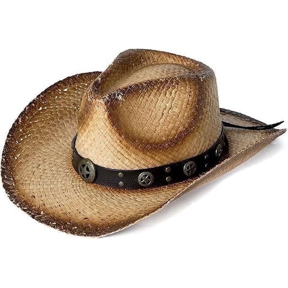 Comhats Western Round Up Straw Cowboy Hat for Men Women,Large Khaki, Fedora Style with Shapeable Brim