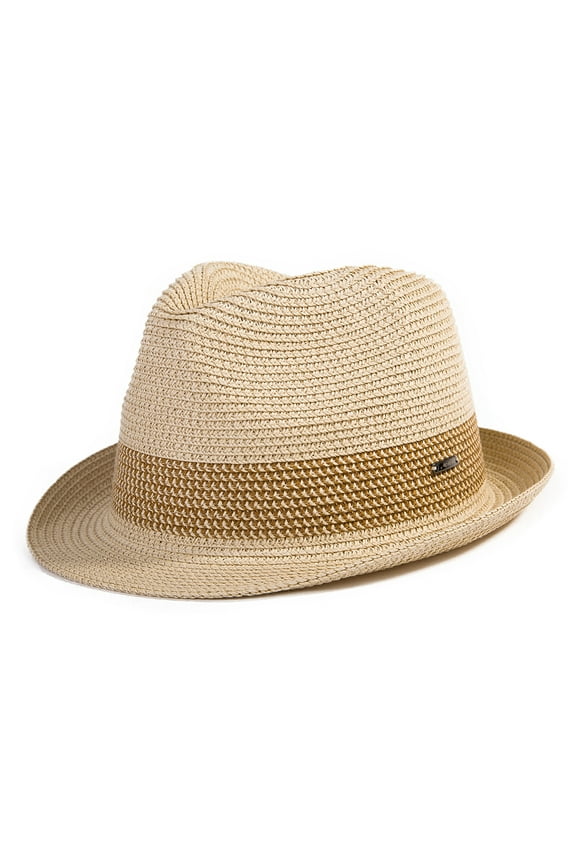 Mens Fedora Trilby Straw Sun Hats Summer Panama Beach Sunhats for Men Foldable Short Brim Golf Hats Beige Medium