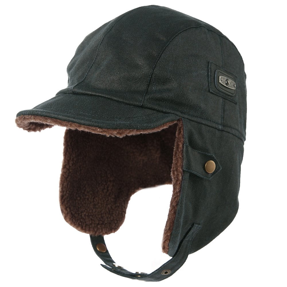 Comhats Mens Winter Cap Waterproof Faux Leather Aviator  display picture 2