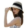 thumbnail image 1 of Comhats Summer Beach Sun Hat for Women Wide Brim Foldable UPF 50+ UV Floppy Packable with Bow Brown Mixed Medium, 1 of 5