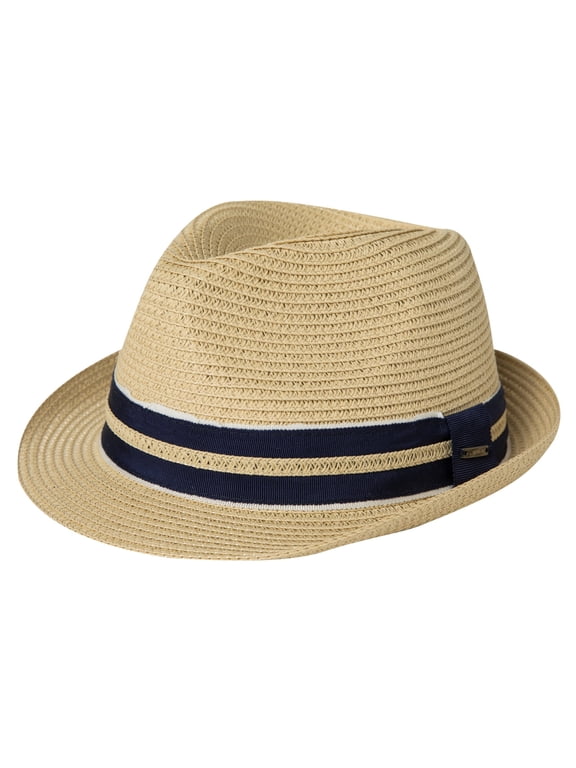 Summer Straw Sun Hats Panama Fedora Trilby For Men Women Packable Beach Hat Beige Medium