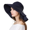 thumbnail image 1 of Comhats Sun Hat Women Foldable UPF 50 Wide Brim with Neck Flap UV Cotton Safari Gardening with String Navy Medium 56-58cm, 1 of 6
