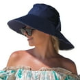 thumbnail image 1 of Comhats Sun Hat Women Packable UPF 50 Wide Brim with Neck Flap UV Cotton Safari Gardening with String Navy Large 59-61CM, 1 of 6