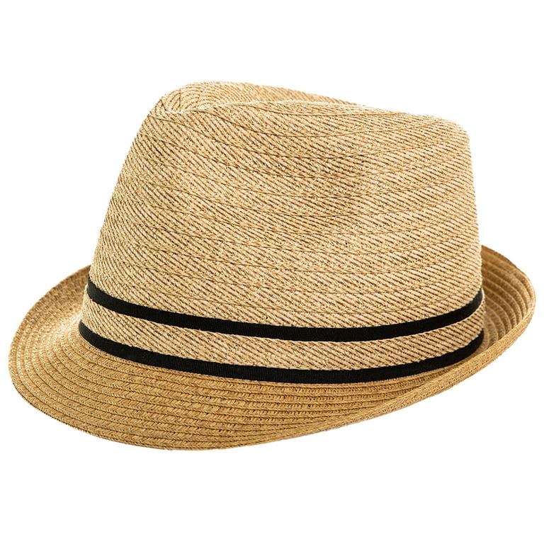 Comhats Sun Staw Beach Hat Men's Fedora Trilby Hats for Women Summer Panama  Hat Packable Beige XL 