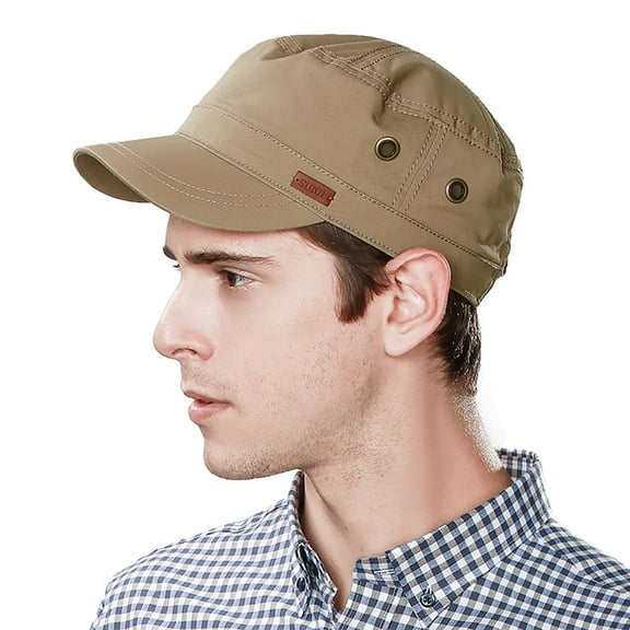 Comhats Unisex Mens Cotton Army Caps Military Hats Baseball Sun Hat Trucker Cadet Combat Cap for Men 58-60CM Camel