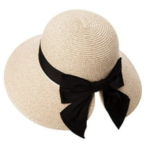 Comhats Womens Floppy Summer Sun Beach Straw Hats Accessories Wide Brim UPF 50 Crushable 58-60cm Beige