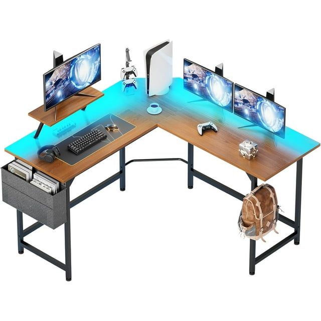 Comhoma 51" H L Shaped Corner Computer Desk with Monitor Stand and ...