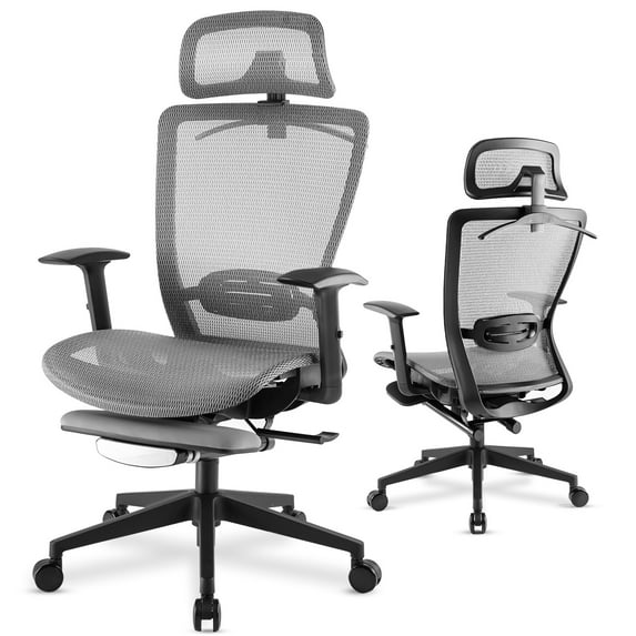 Comhoma High Back Mesh Executive Office Desk Chair with Footrest and Headrest, Gray
