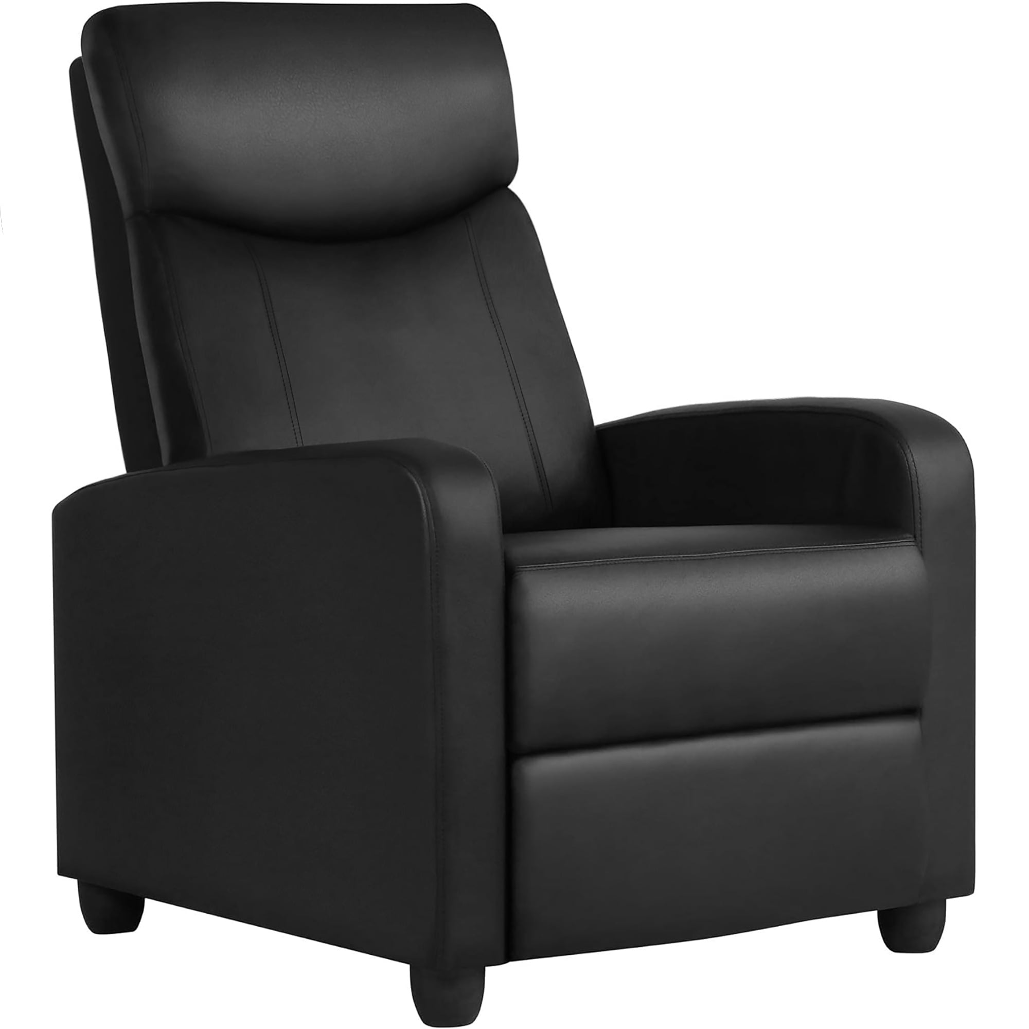 COMHOMA Faux PU Leather Push-Back Recliners, Black