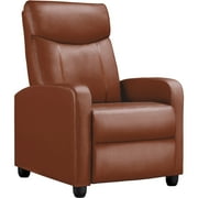 Comhoma Push Back Theater Adjustable Recliner with Footrest, Brown Faux Leather