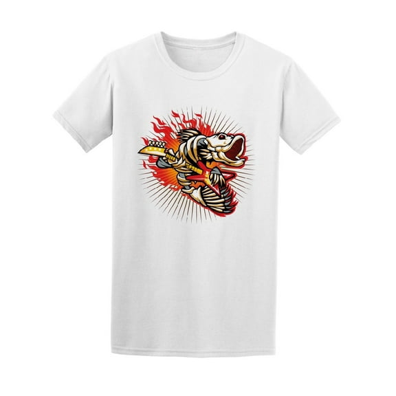 Comic Anime Fish Skeleton Flame Men T-Shirt - Image by Shutterstock, Male x-Large