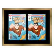 Comic Book Frame Wall Display with Mat for 2 Bronze Age Comics Published Between 1970 and 1985 - Bronze Comic Frame for 7.25x10.5 Comics