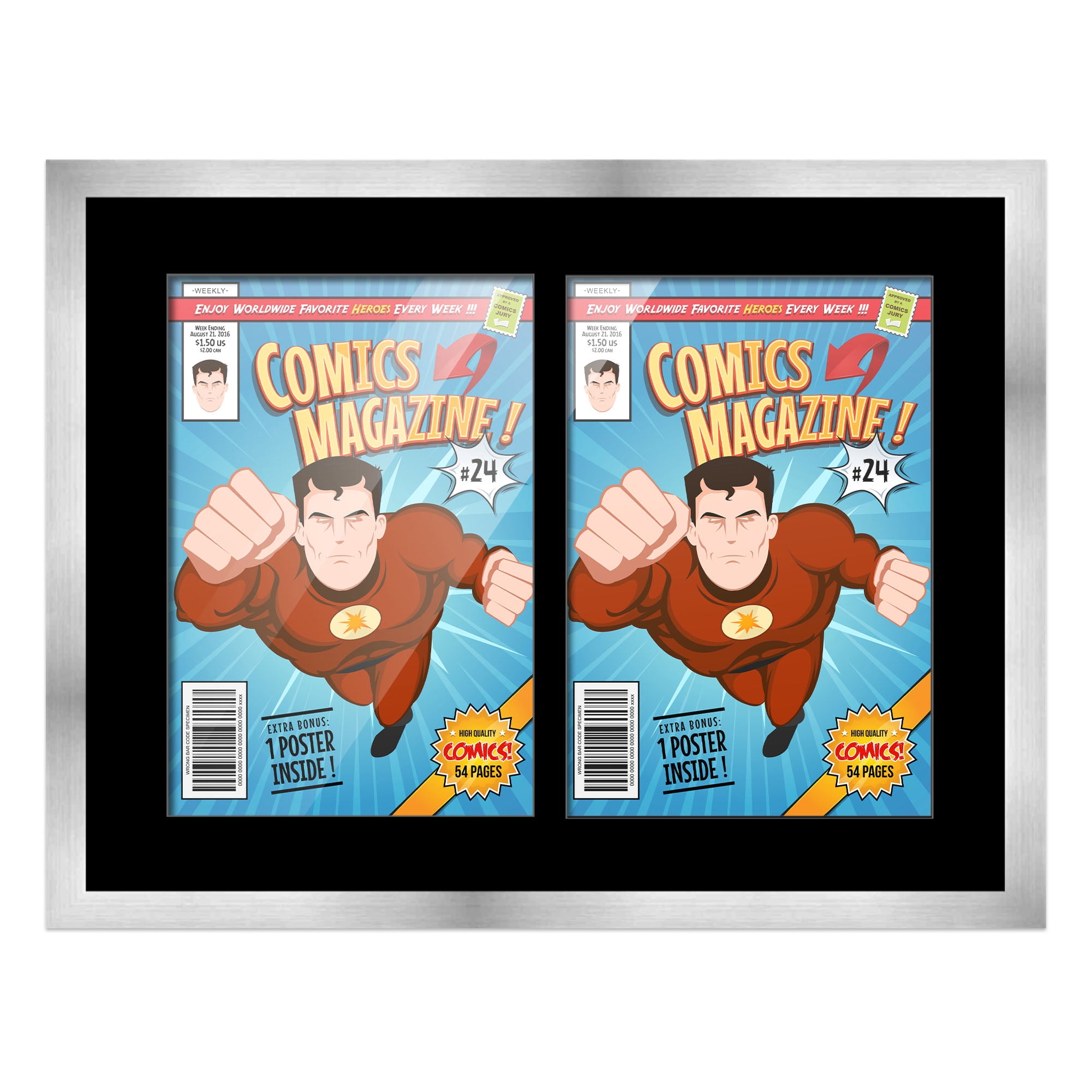 Comic Book Frame Wall Display with Mat for 2 Current Era Comics ...