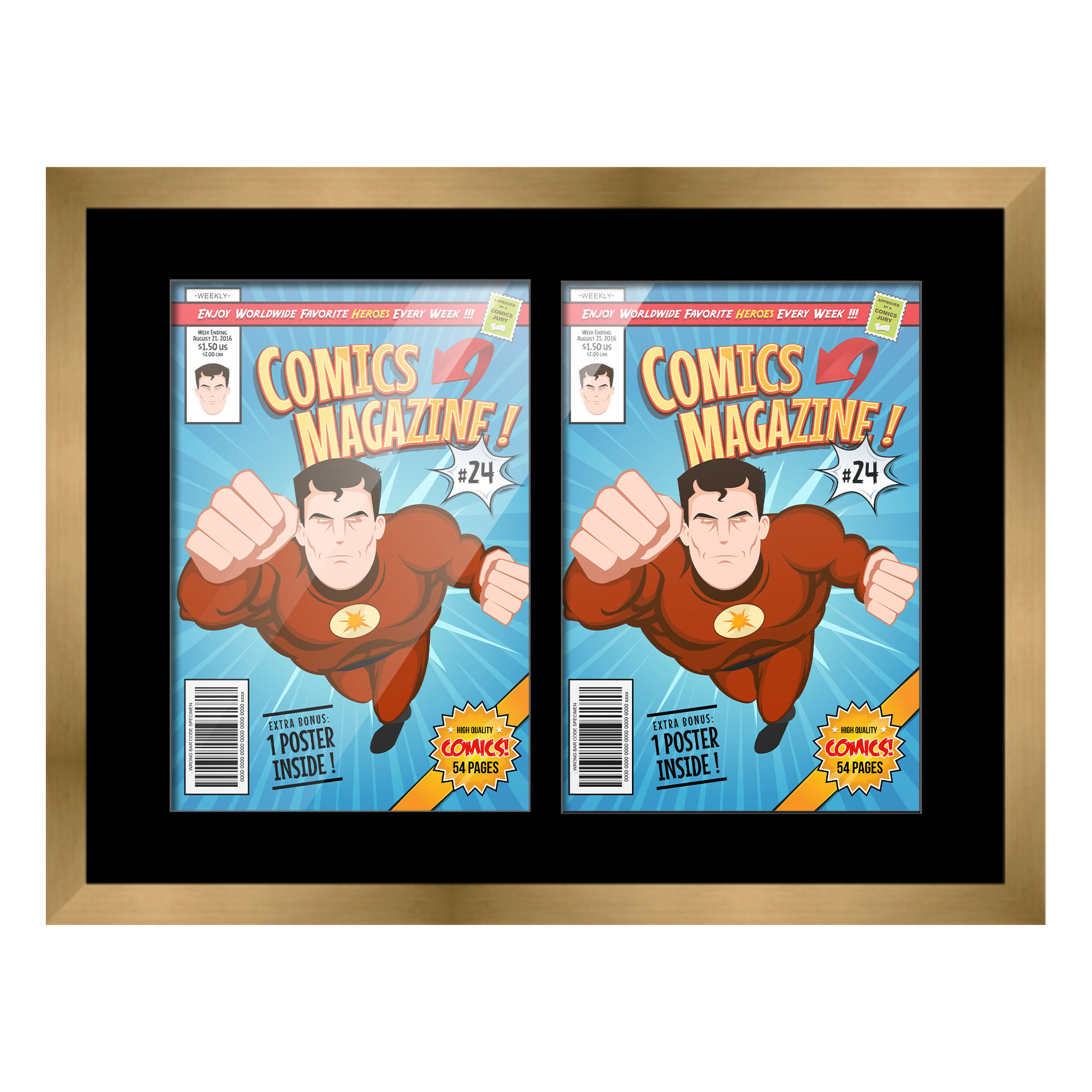 Comic Book Frame Wall Display with Mat for 2 Golden Age Comics ...