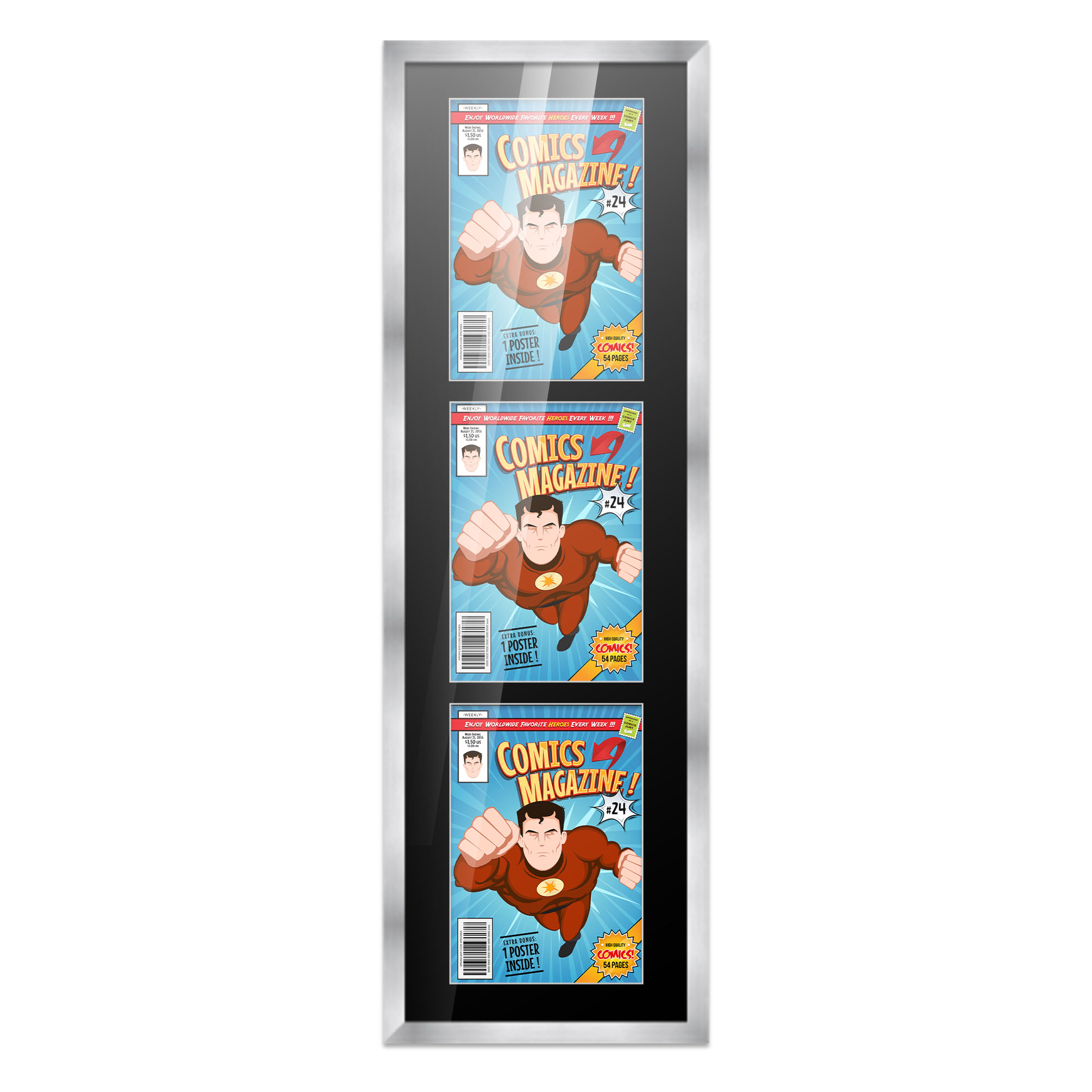 Comic Book Frame Wall Display with Mat for 3 Golden Age Comics ...