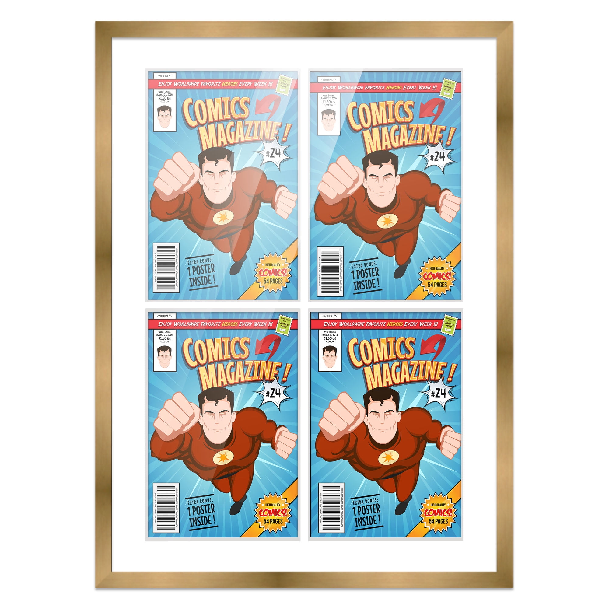 Comic Book Frame Wall Display with Mat for 4 Bronze Age Comics ...