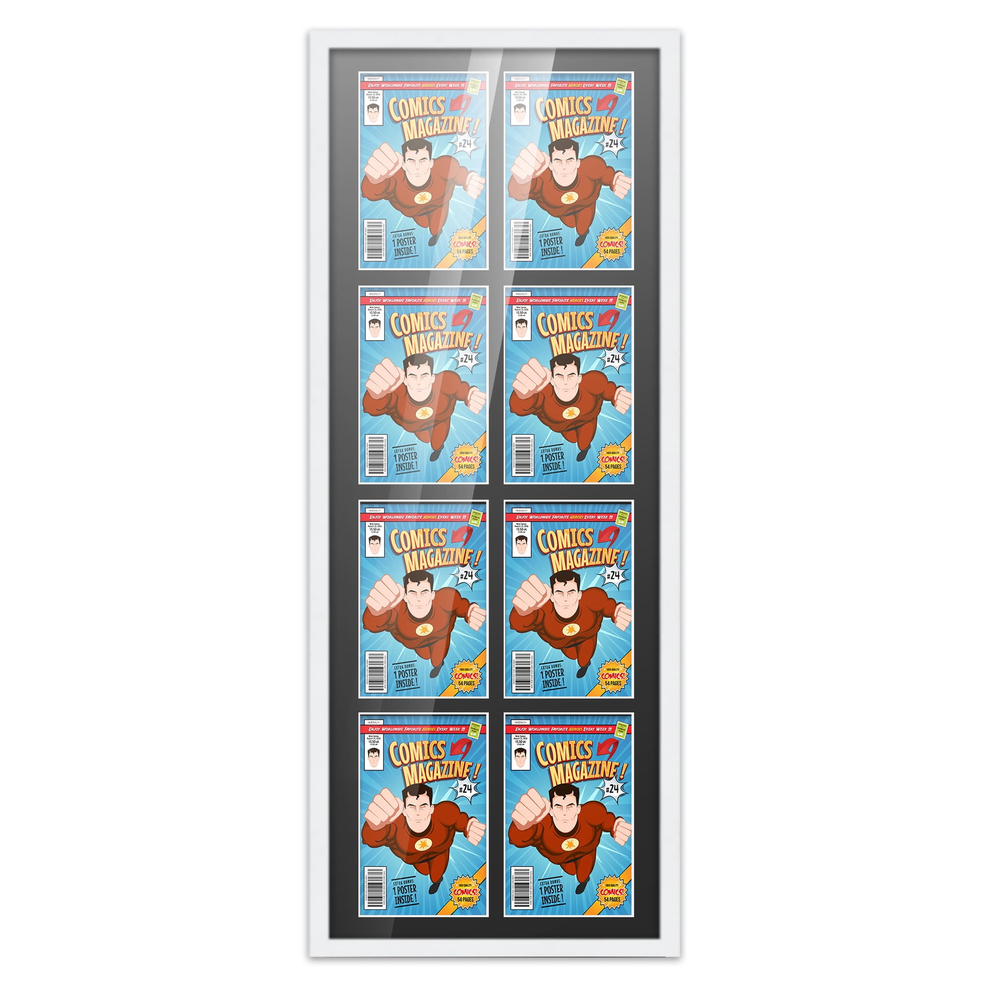 Comic Book Frame Wall Display with Mat for 8 Current Era Comics ...