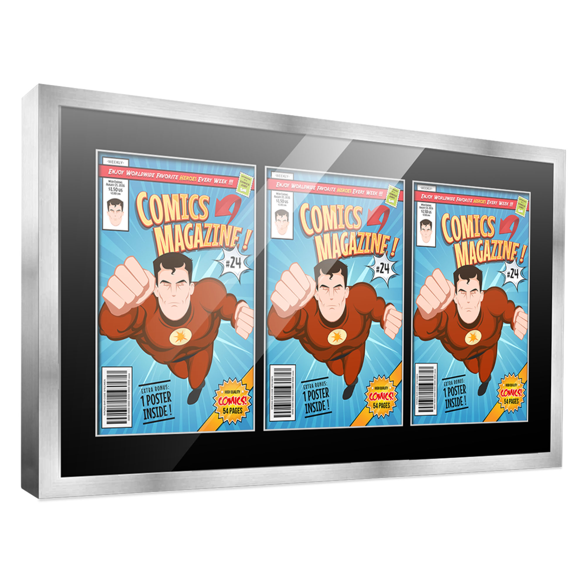 Comic Book Frame with Mat for 3 Silver Age Comics Published Between ...