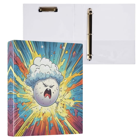 Comic Book Panel 3 Ring Hardcover Binders 1.5in Round Rings for Letter-Size Folder Paper Organizer Pockets for Office Student Recipe