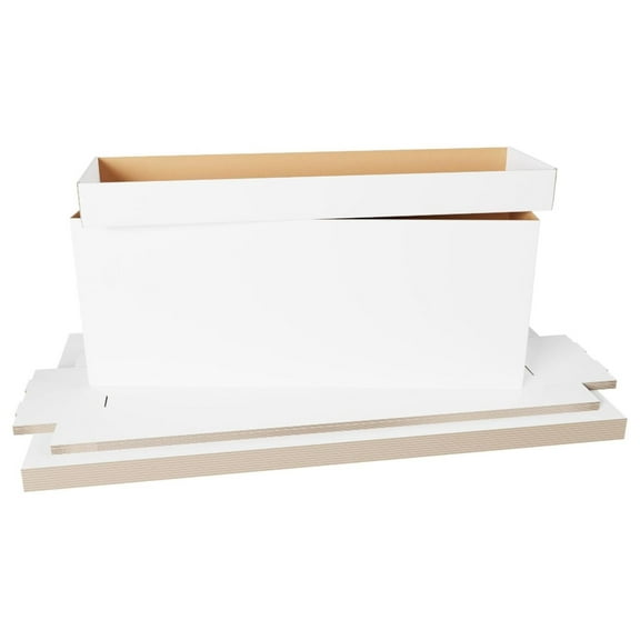 Comic Book Storage Box - 5 Count Long ComicBook Boxes with White Corrugated Cardboard - Stackable Bin, Thick Case, Book Containers with Lid - Ideal for Comics, Magazines,