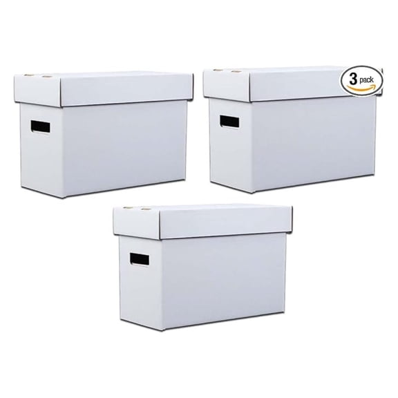Comic Book Storage Boxes 3 Pack - Holds 150+ Comics, Stackable Short Boxes, Archival Quality - Moistureproof Cardboard for Comic Collection