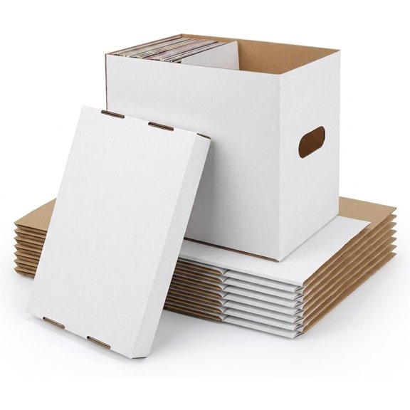 Comic Book Storage Boxes, 7 Pack White Cardboard Comic Book Box Set with Lids, Handles and Dividers