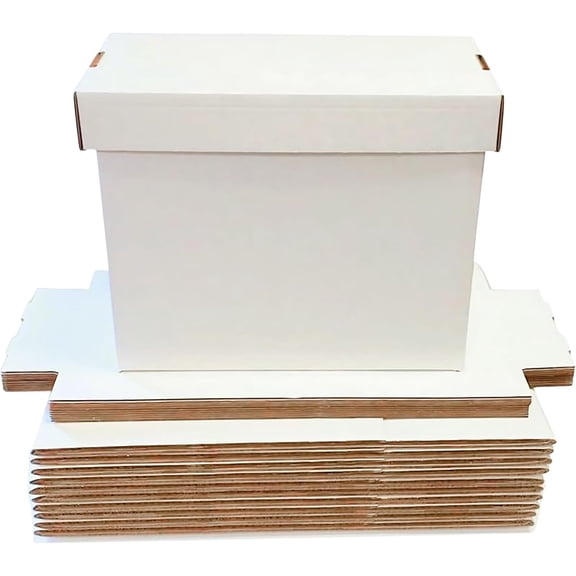 Comic Book Storage Boxes - Short Cardboard White Case for 150-175 Comic Books - Double Thickness Design - Premium Stackable Book Box for Silver Age & Modern Comics (Pack of 8)