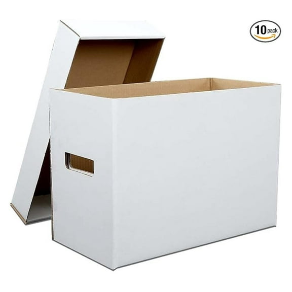 Comic Books Storage Boxes W/Lids Short Holds 150-175 10 Pack Stackable Durable Archive White Comic Book Storage