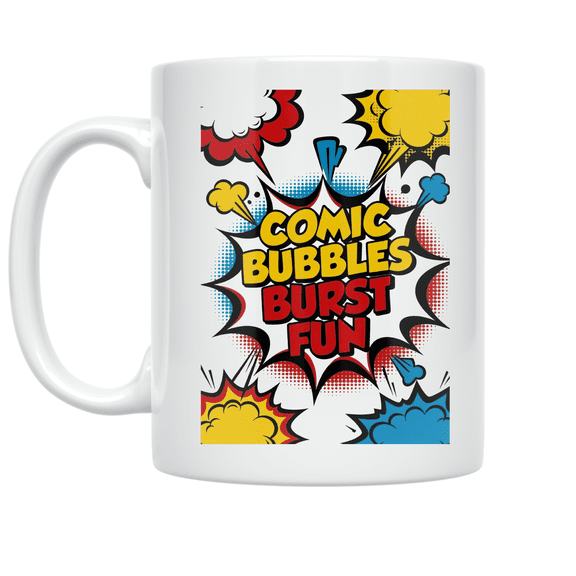 Comic Bubbles Burst Fun - Pop Art Enthusiast - 11 oz Ceramic Coffee Mug