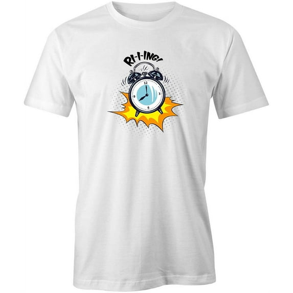 Comic Clock Ringing T-Shirt | Comic Art White Tee Gift