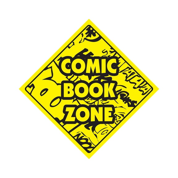 Comic Crossing Sign Zone Xing | Indoor/Outdoor | 14" Tall store collector comics books kid child boy girl wall entry