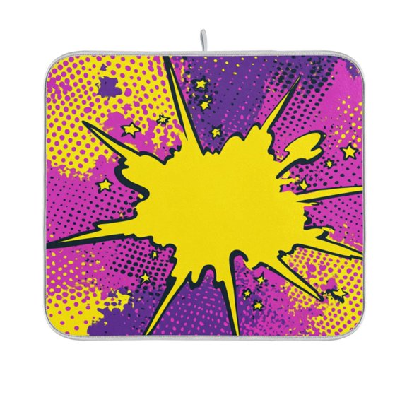 Comic Explosion Effect Dish Drying Mat Kitchen Mats Microfiber Counter Absorbent Dish Pad Drainer Rack