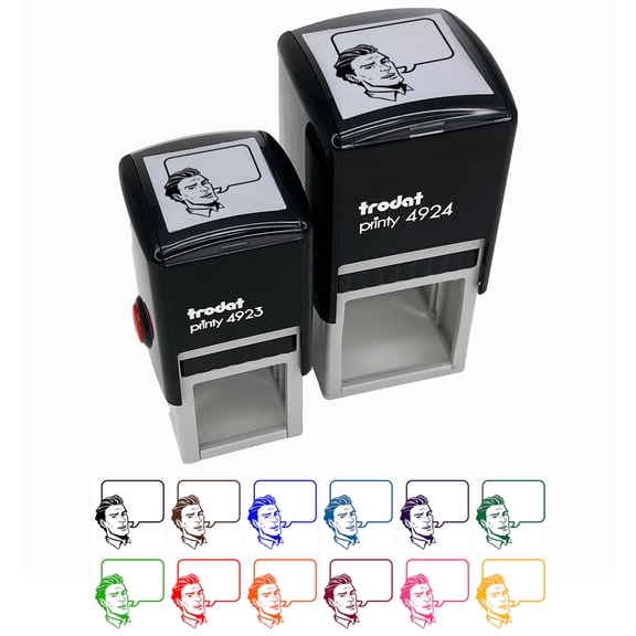 Comic Man with Empty Callout Text Speech Bubble Self-Inking Rubber Stamp Ink Stamper - Pink Ink - Small 1 Inch
