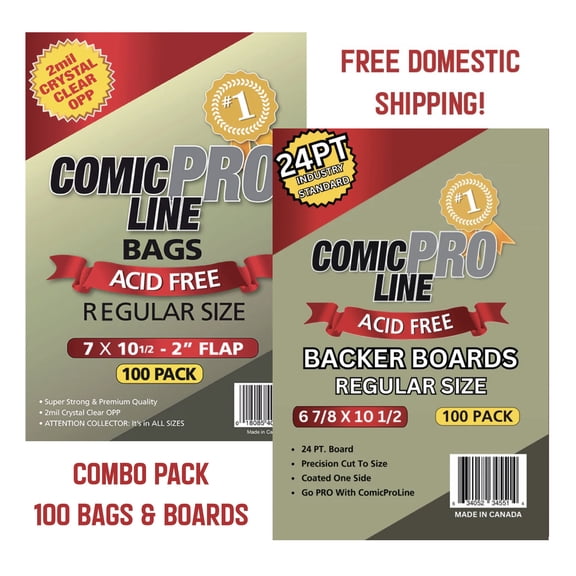 Comic ProLine 100-Ct Bags and Boards Regular Size